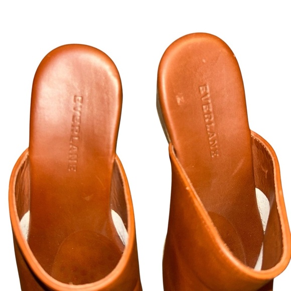 Everlane Shoes The Clog Sandals Tan brown Leather Heels Platform Slip On size 6 - Picture 4 of 6